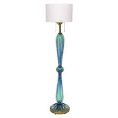 Vintage Turquoise Blue Murano Floor Lamp
