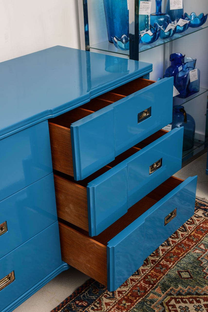 American Ocean Blue Lacquered John Widdicomb Dresser
