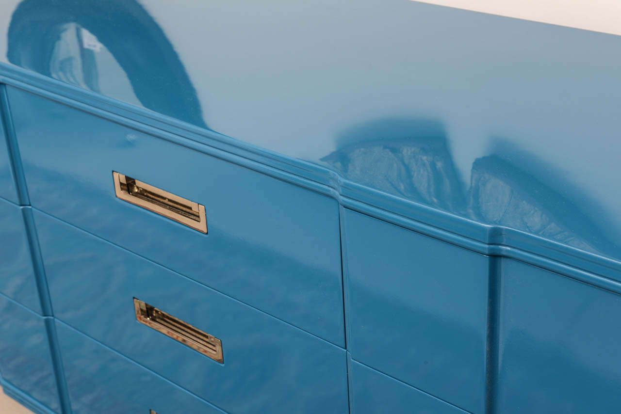 Mid-20th Century Ocean Blue Lacquered John Widdicomb Dresser