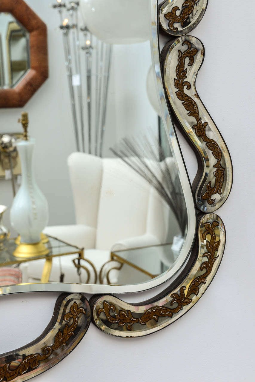 Mid-20th Century Vintage Italian Reverse Painted Mirror