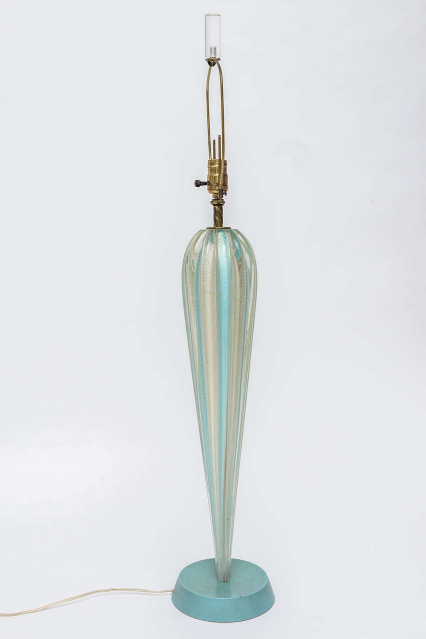 Glass Single Light Blue Murano Lamp