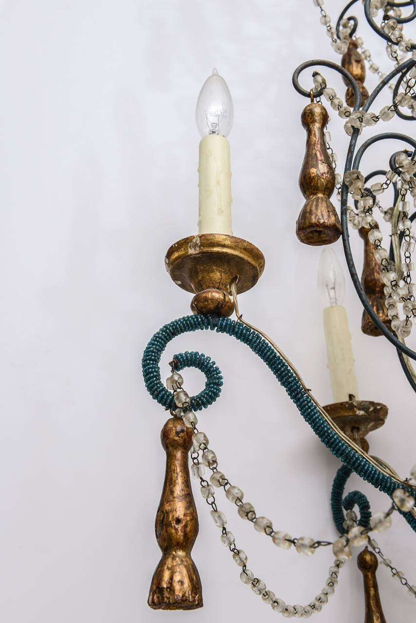 Italian Beaded Chandelier In Good Condition In West Palm Beach, FL