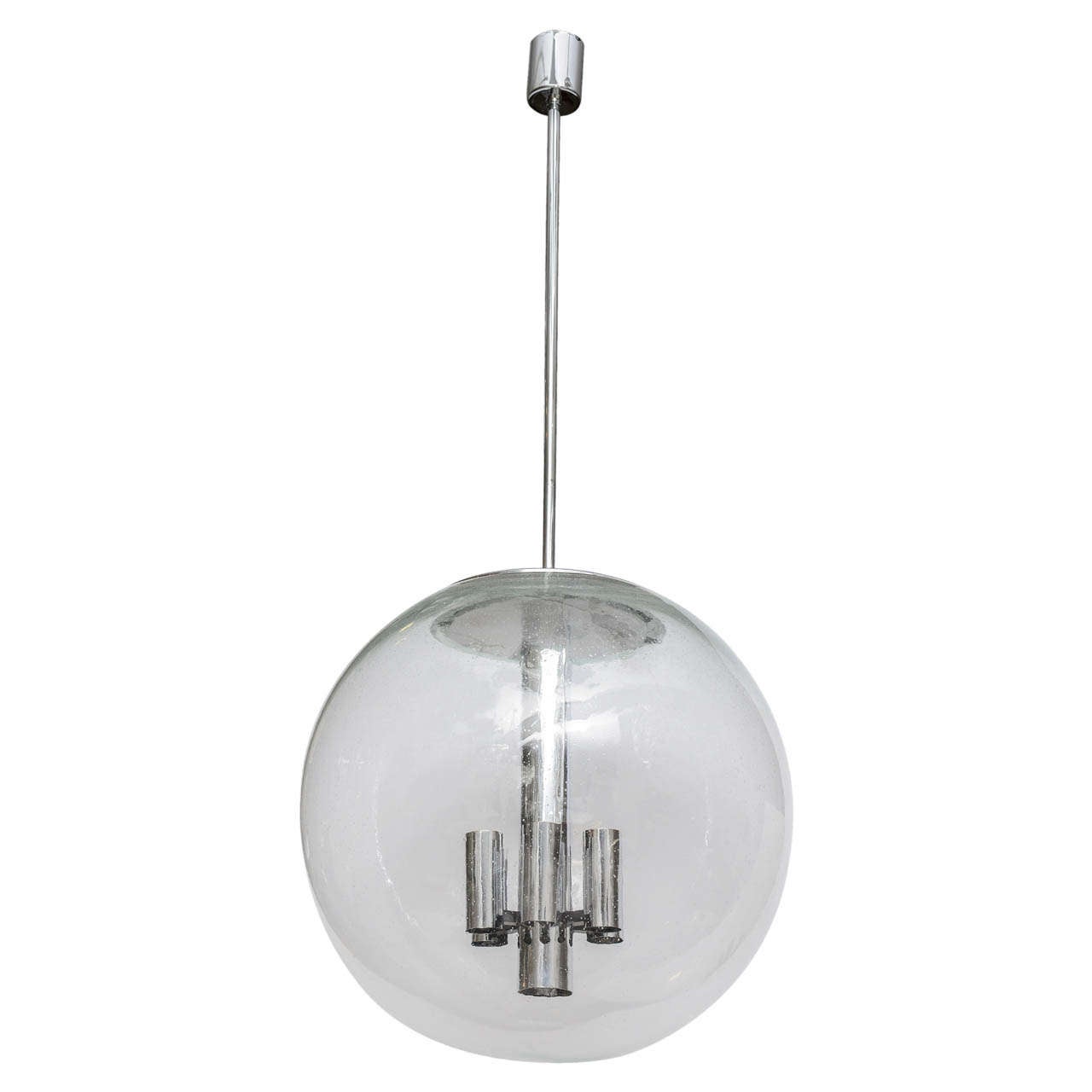 Large Limburg Circular Glass and Chrome Pendant Chandelier