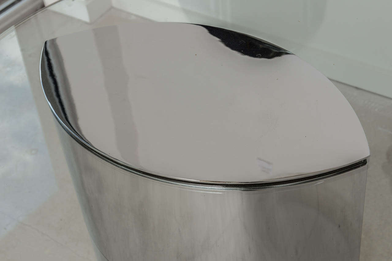 Italian Glass Cantilevered Steel Desk by Cini Boeri