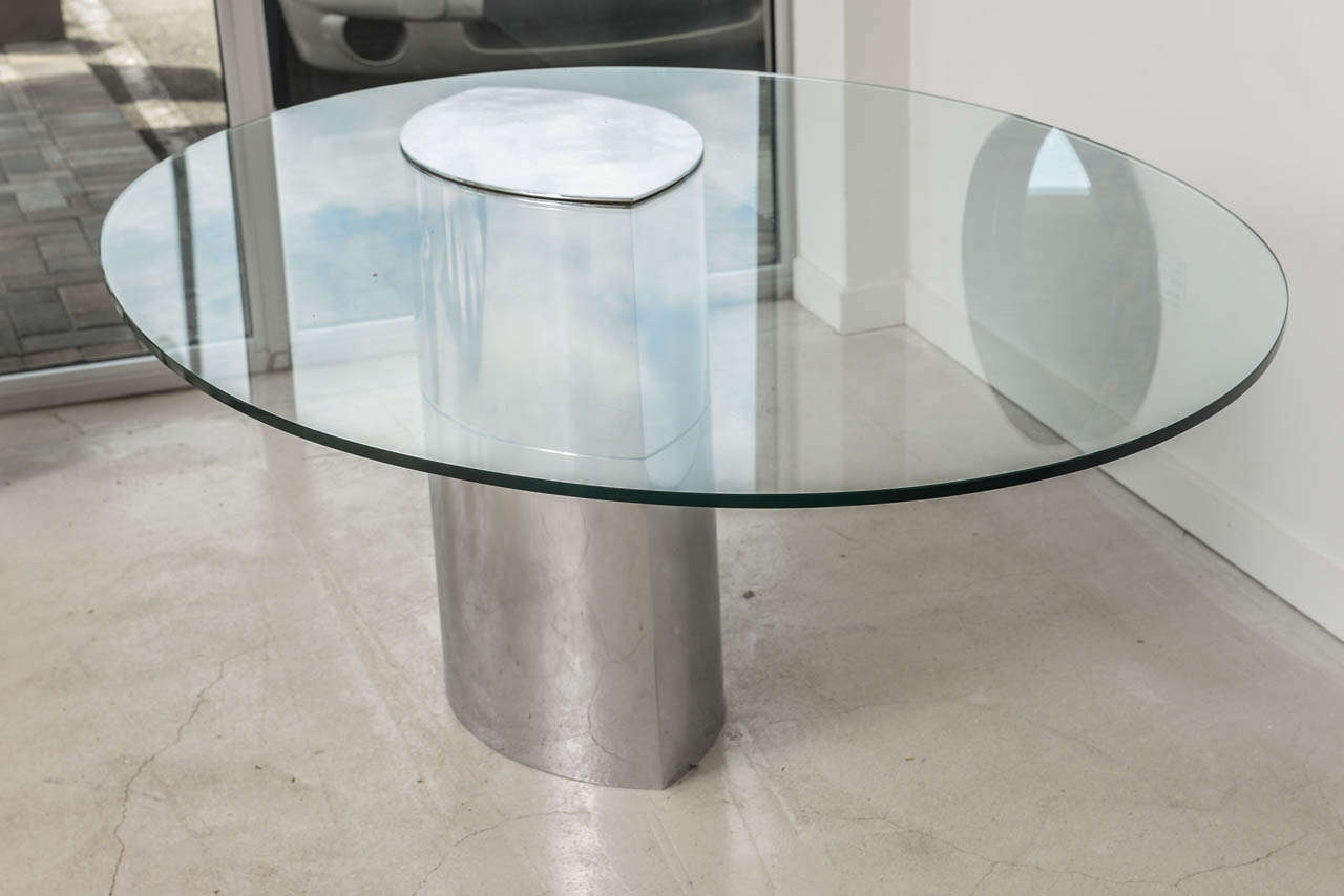 20th Century Glass Cantilevered Steel Desk by Cini Boeri
