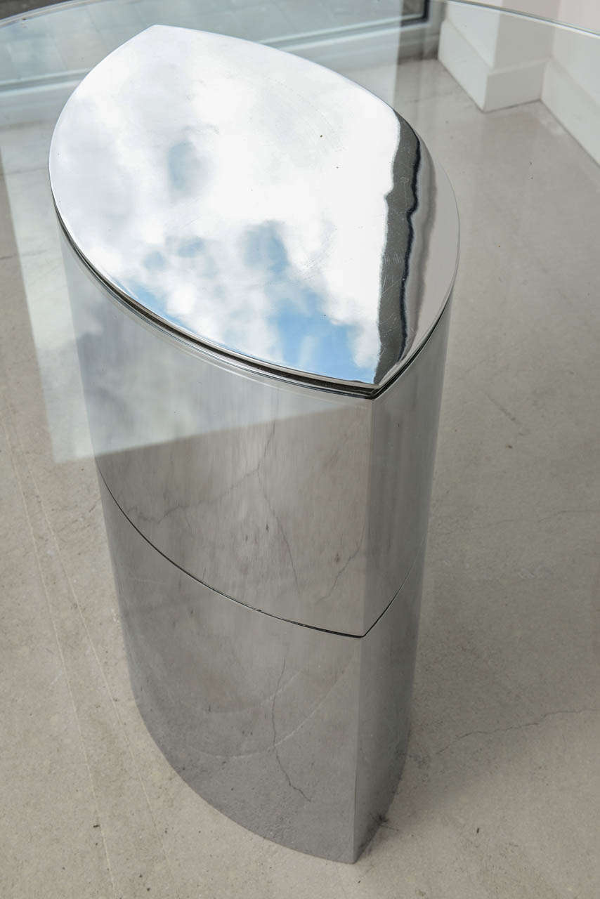 Chrome Glass Cantilevered Steel Desk by Cini Boeri