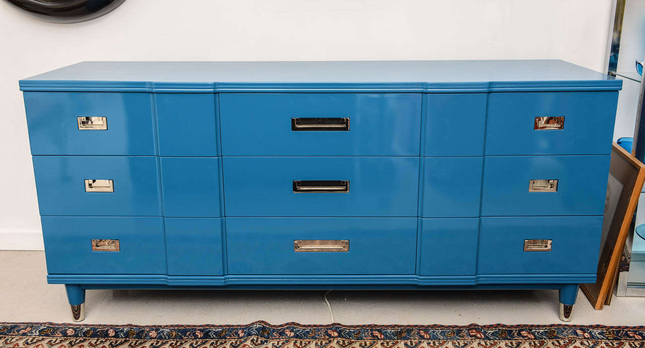 Ocean Blue Lacquered John Dresser at 1stdibs