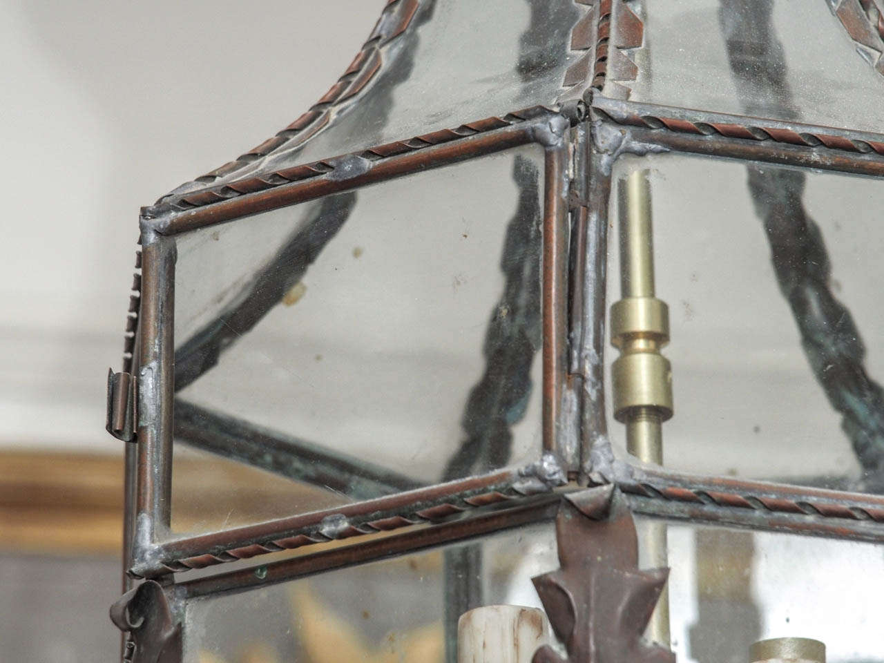 19th Century French Tole and Iron Lantern In Excellent Condition In New Orleans, LA
