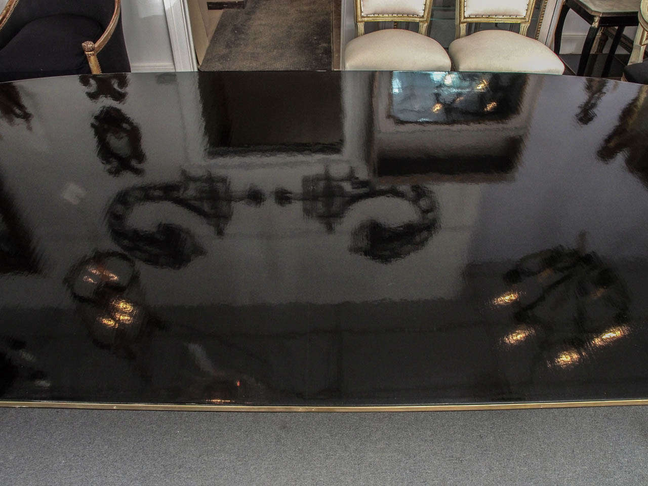 Black Lacquer Dining Table In Excellent Condition In New Orleans, LA