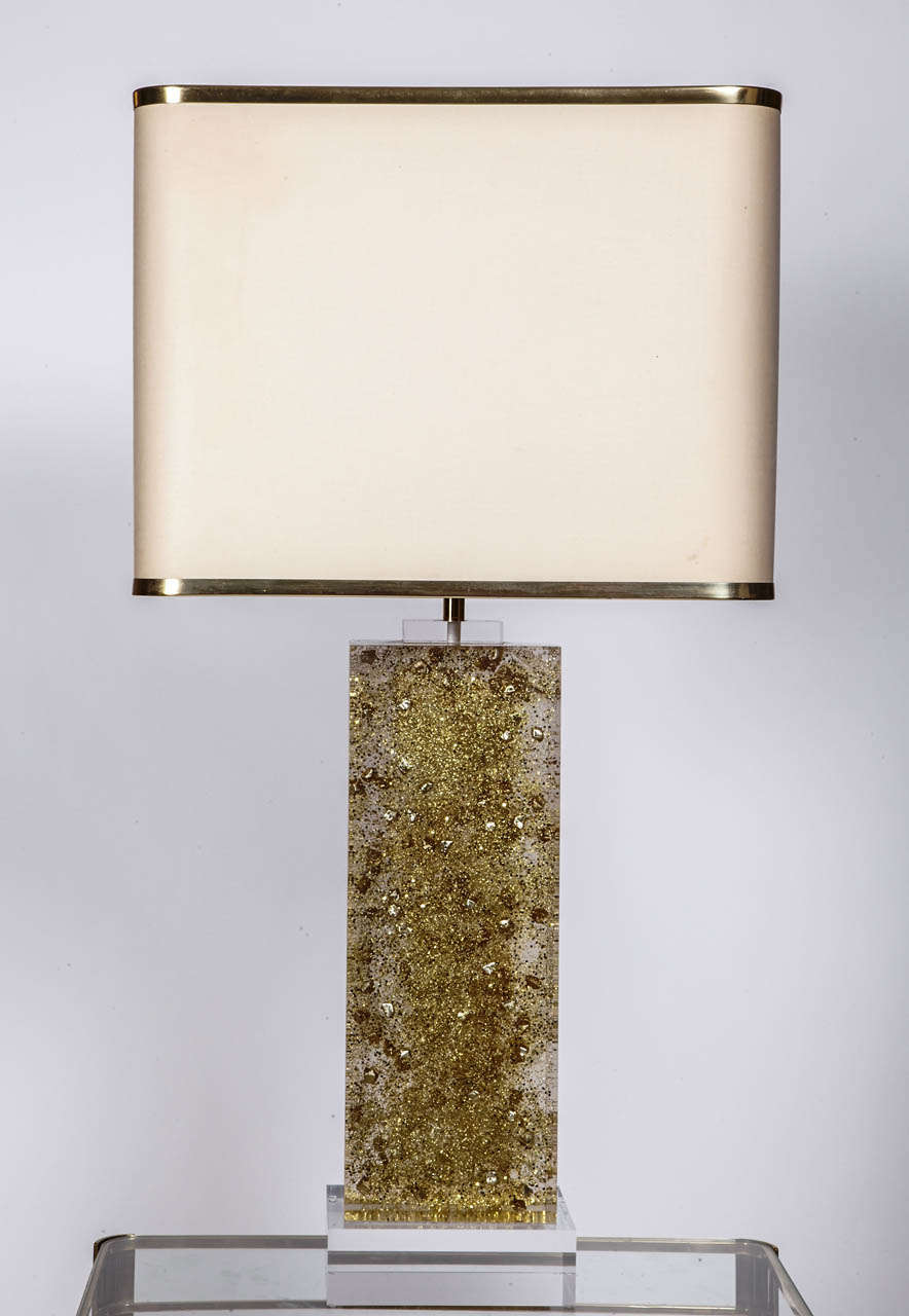 Lamps with inclusion of gold leafs and powder.
No shade provided.
Dimensions are given without shade.