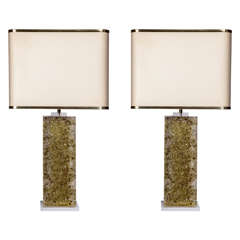 Used Pair of Lucite Table Lamps by Romeo Paris