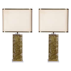 Vintage Pair of Lucite Table Lamps by Romeo Paris