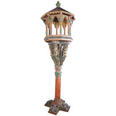 19th Century Painted Teakwood and Tin Homing Pigeon Stand