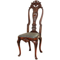 English Queen Anne Style Walnut Side Chair 6
