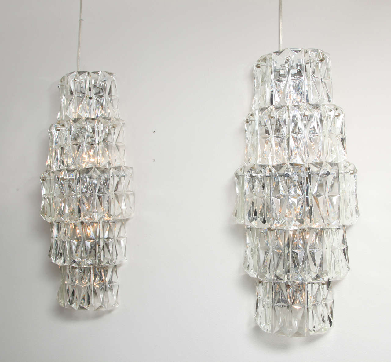 Late 20th Century Pair of Contemporary Oversized Crystal Sconces