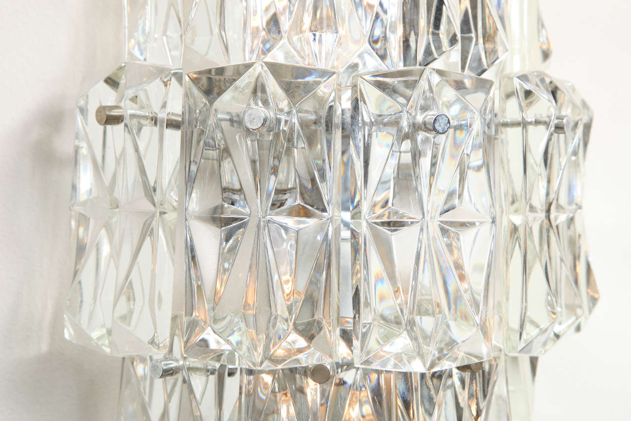 Pair of Contemporary Oversized Crystal Sconces 2