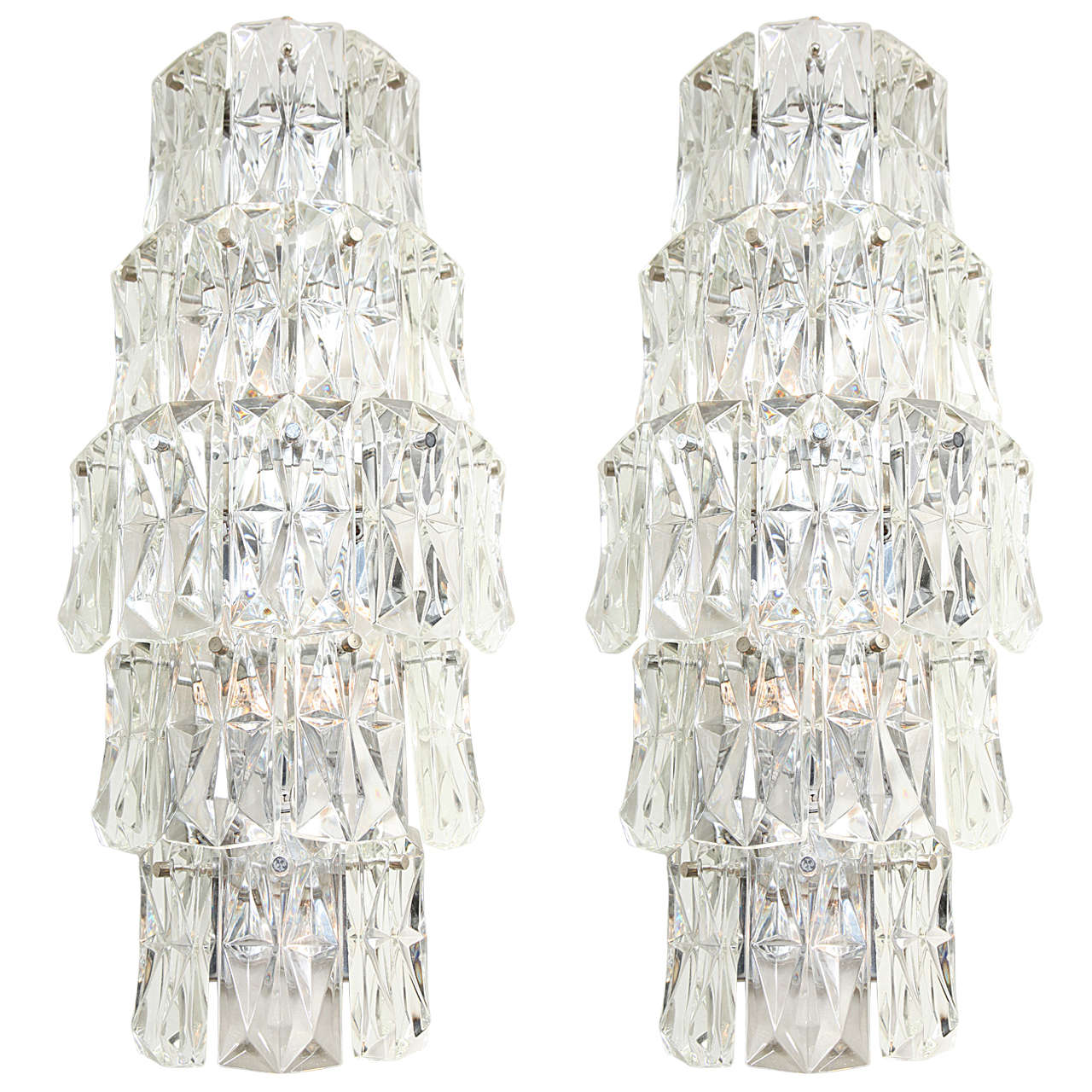 Pair of Contemporary Oversized Crystal Sconces