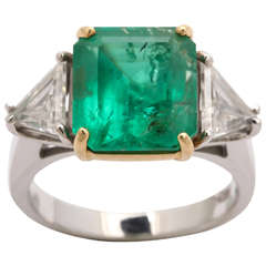 Vintage Square Cut Emerald and Diamond Ring