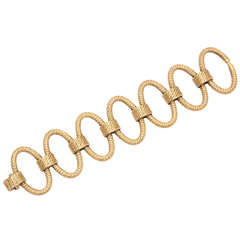 Gold Granulated Oval Link Bracelet