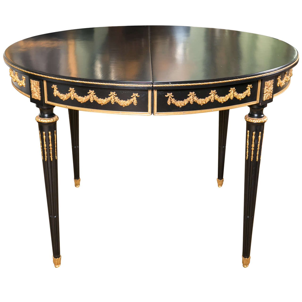 French Louis XVI Style Very Fine Ebonized Dining Table by Maison Jansen 