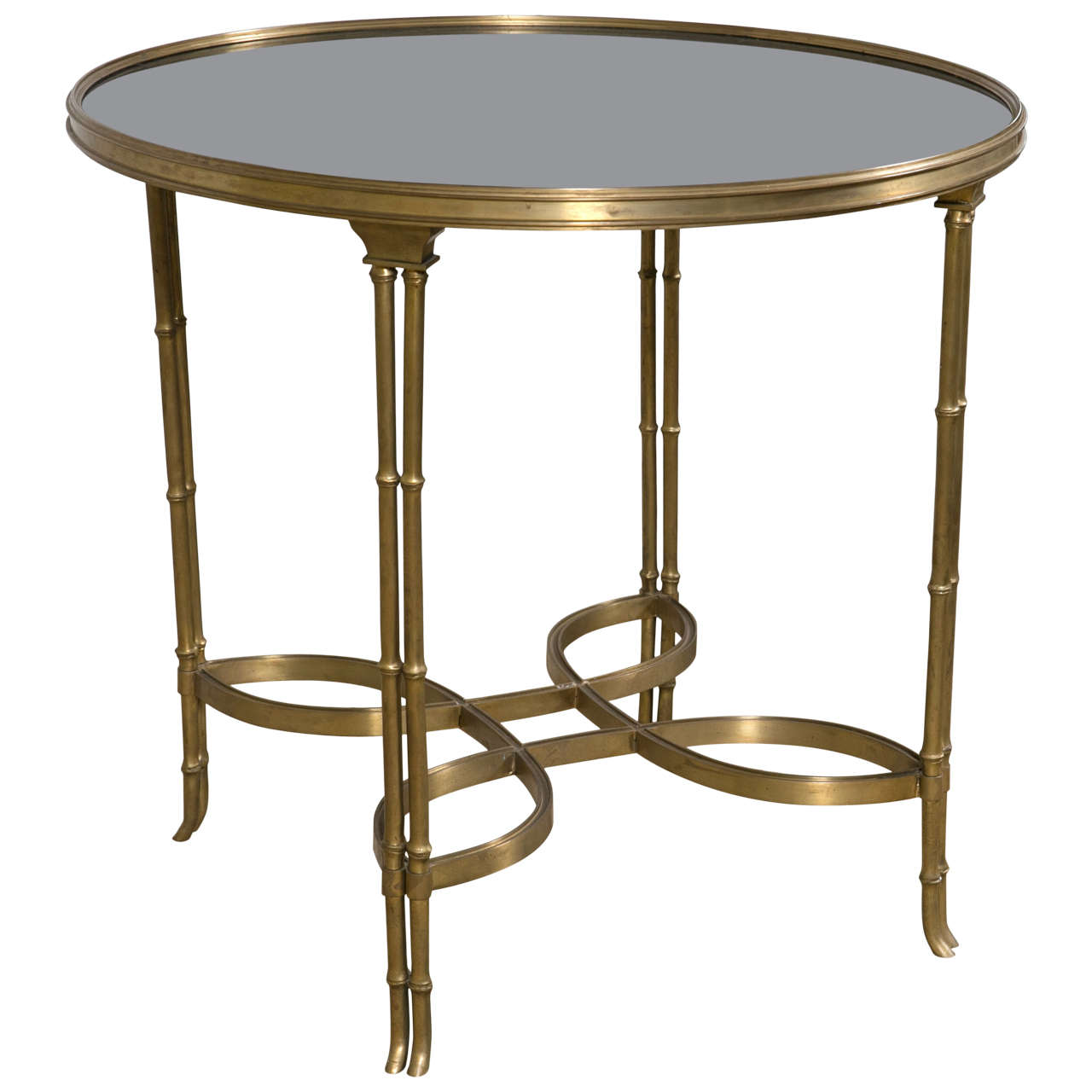 Single Marble-Top Bamboo Form Bouillotte Table