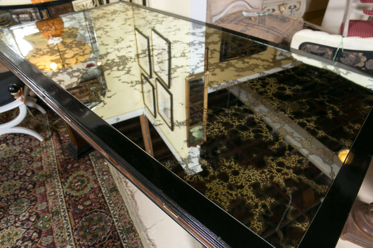 Mid-20th Century Art Deco Mirror Top Mahogany and Ebonized Desk