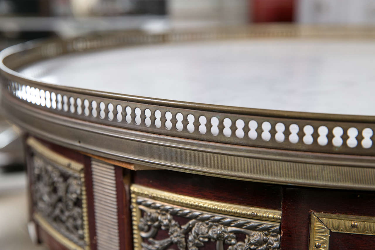 French Marble-Top Bouillotte Table Attributed to Maison Jansen