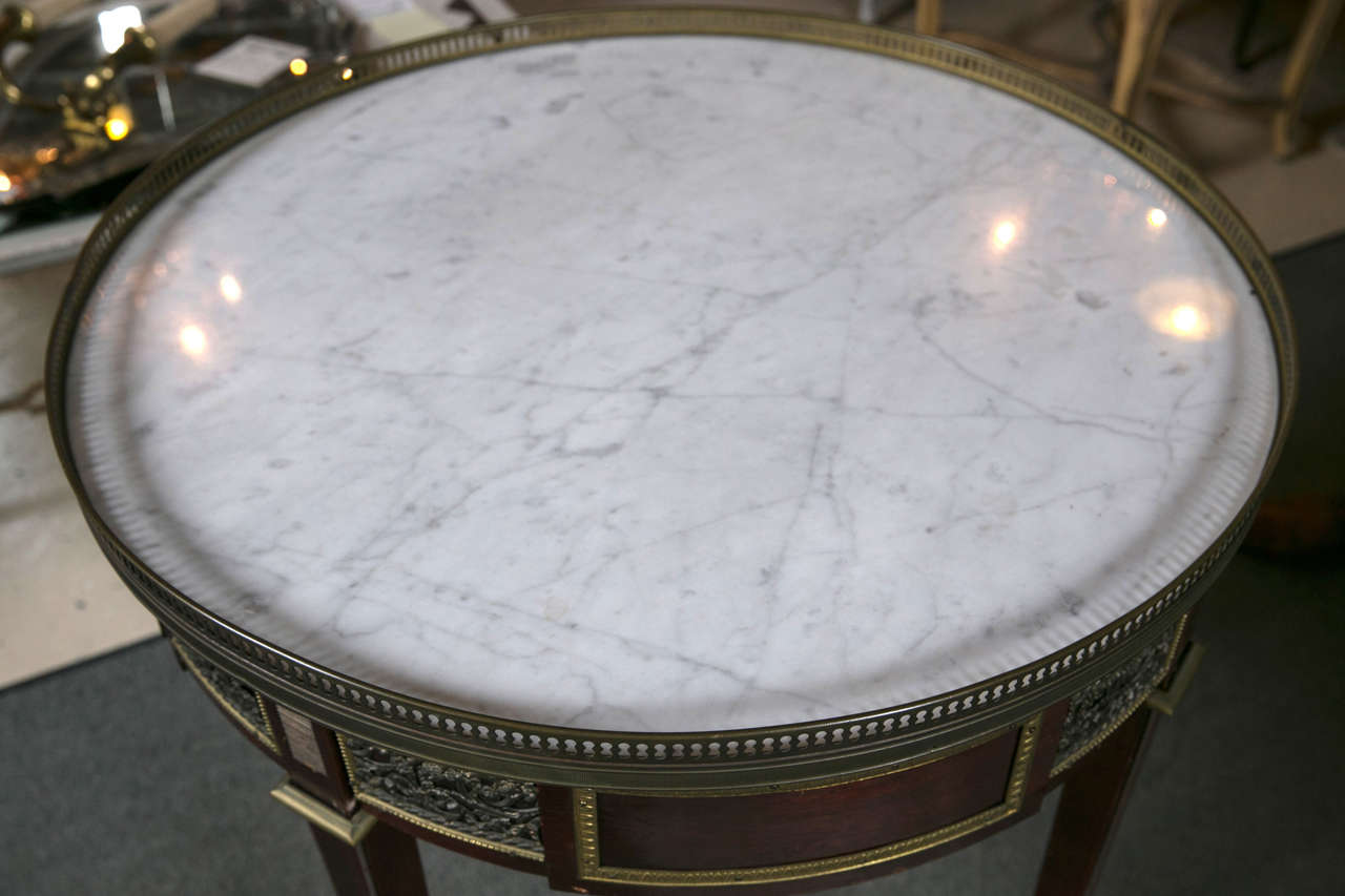 Marble-Top Bouillotte Table Attributed to Maison Jansen In Good Condition In Stamford, CT