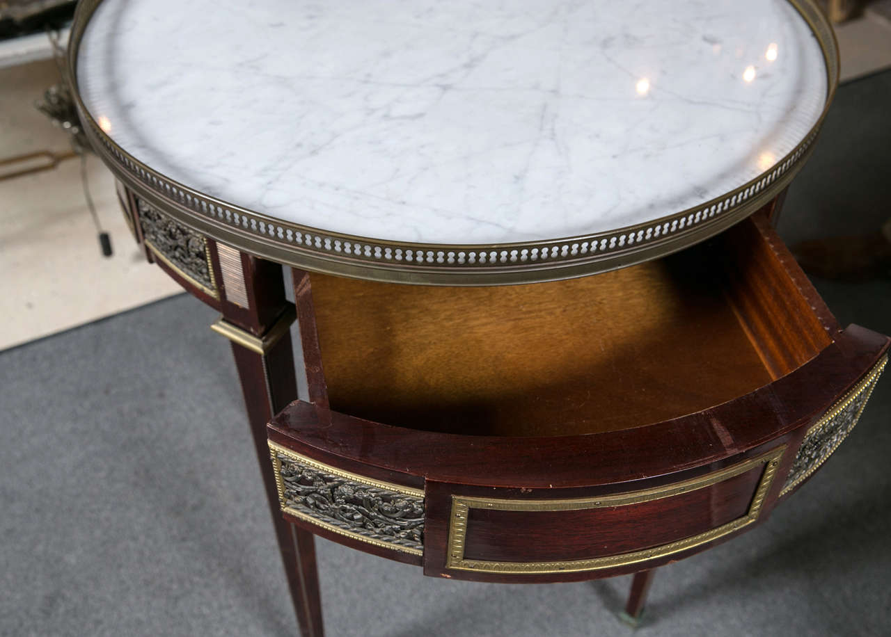 Mid-20th Century Marble-Top Bouillotte Table Attributed to Maison Jansen