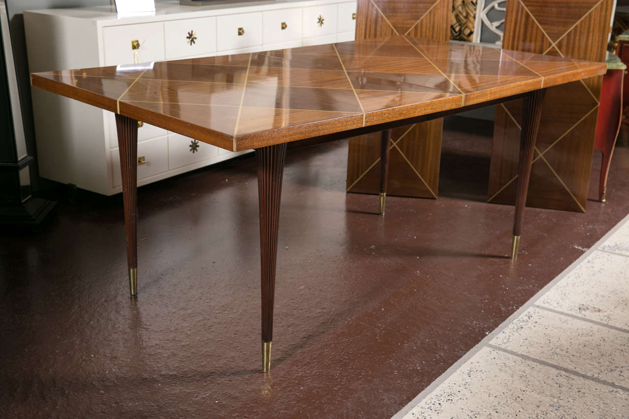 Hollywood Regency Tommi Parzinger Dining Table with Two Leaves by Charak