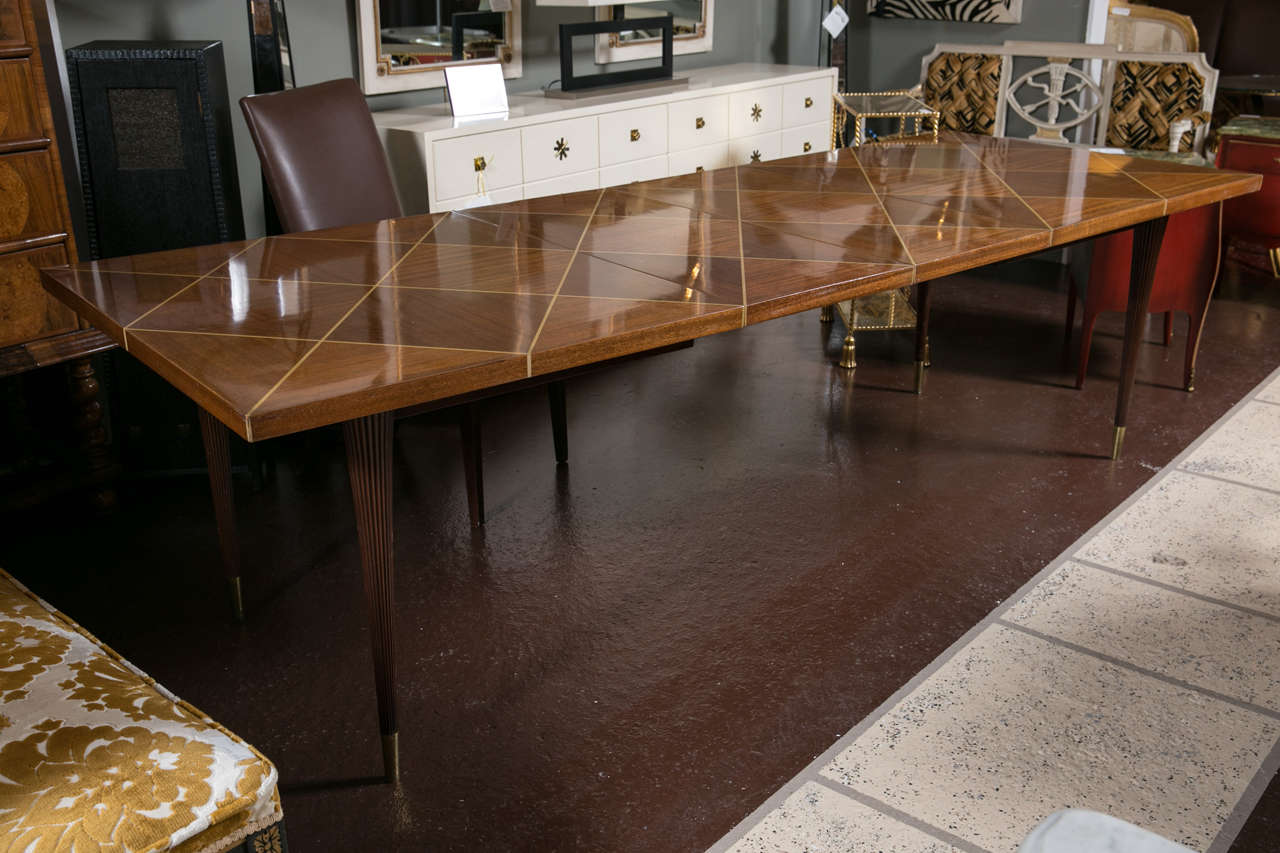 Tommi Parzinger Dining Table with Two Leaves by Charak In Good Condition In Stamford, CT