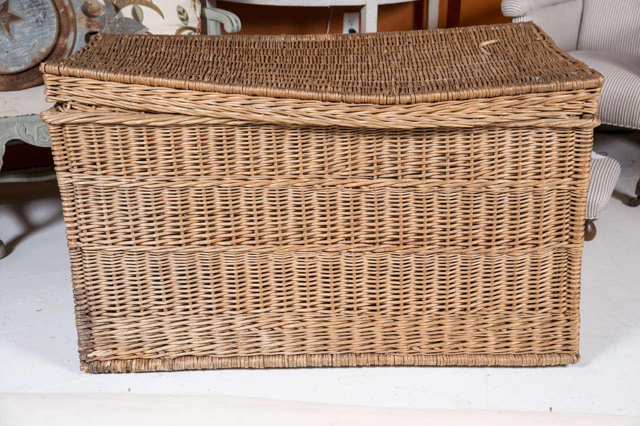 A wonderful English wicker storage basket, circa 1930's.