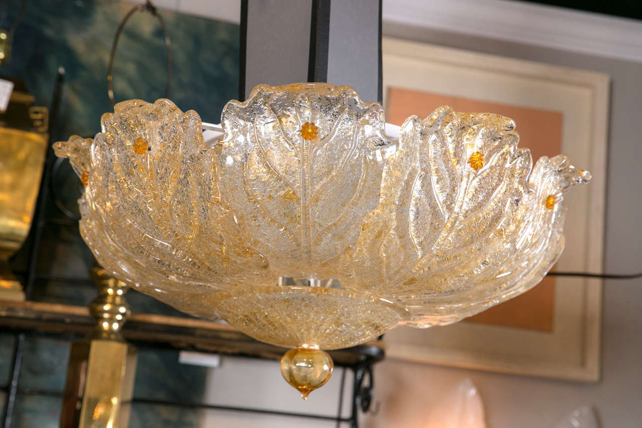 1960's large murano leaf chandelier. Newly rewired.