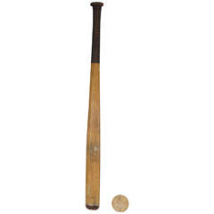 Vintage Wooden Baseball Bat and Ball
