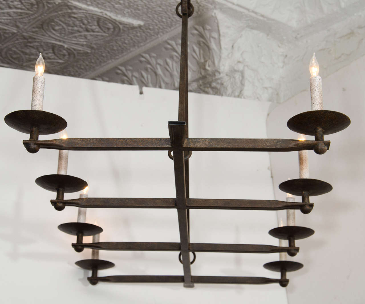 Italian Wrought Iron Chandelier, 1940's.