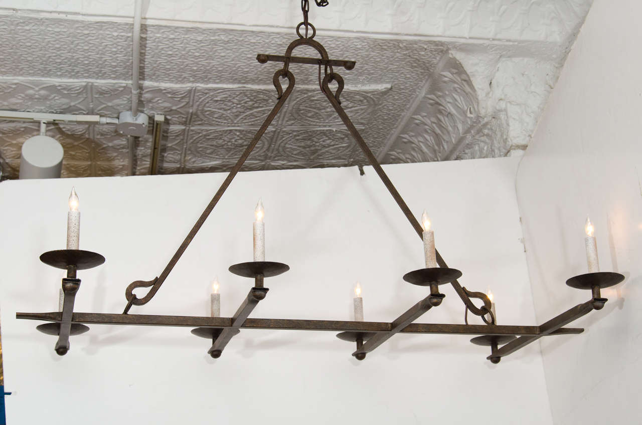 20th Century Italian Wrought Iron Chandelier For Sale