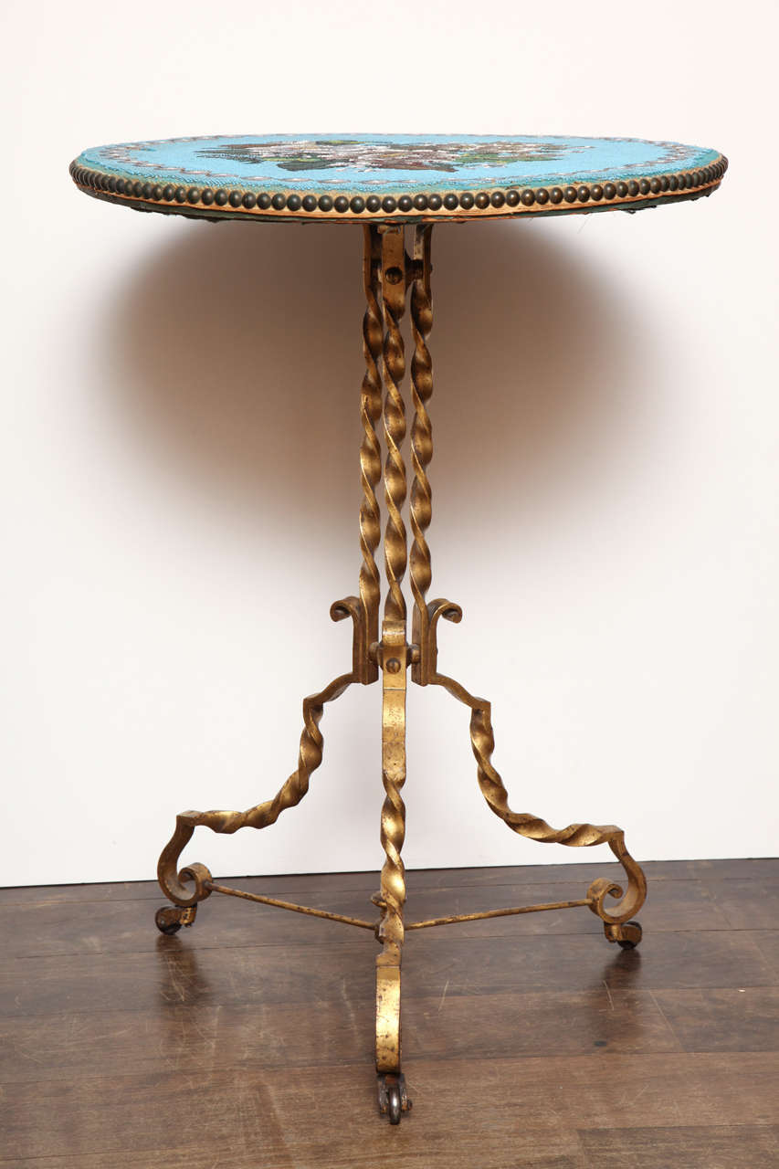 French Napoleon III Tilt-Top Table with Glass Beaded Top