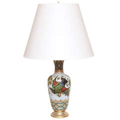 Napoleon III Hand-Painted Opaline Glass Lamp 2