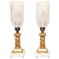Pair of American Neoclassical Lamps by Christopher Cornelius