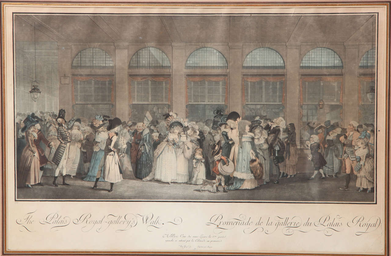Louis XVI Debucourt's Celebrated 1787 Print of the Palais Royal in a Period Frame