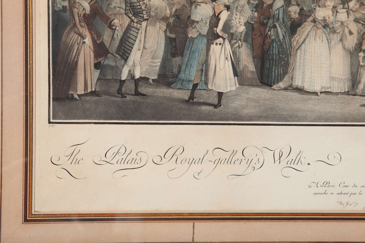 French Debucourt's Celebrated 1787 Print of the Palais Royal in a Period Frame