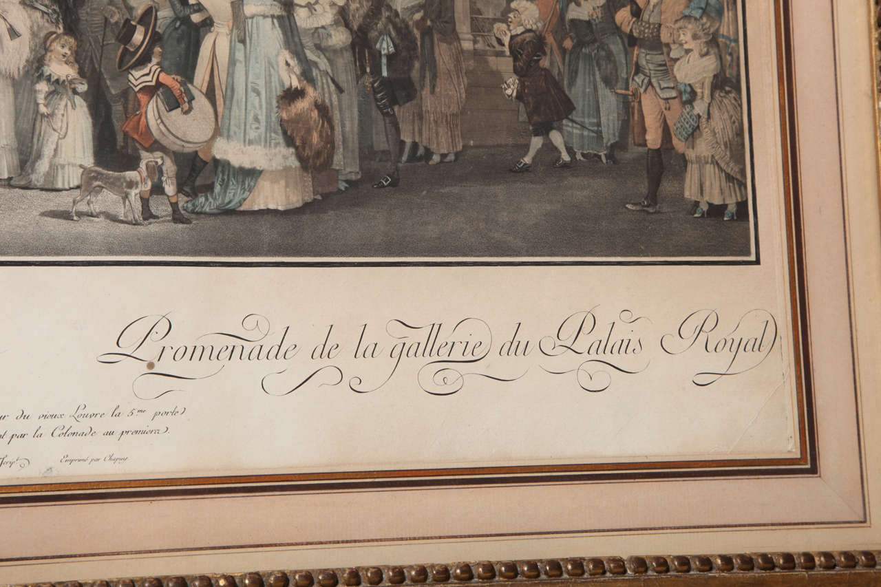 18th Century Debucourt's Celebrated 1787 Print of the Palais Royal in a Period Frame