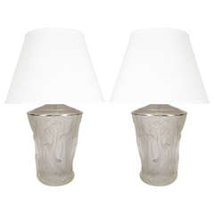 Pair of Lalique Style Lamps