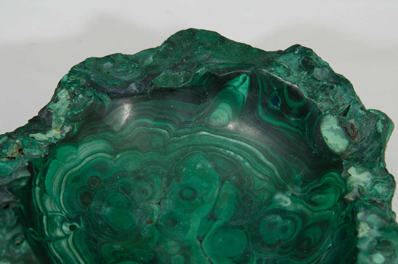 20th Century Vintage Malachite Ash Tray or Deep Dish with Green Swirl Detailing