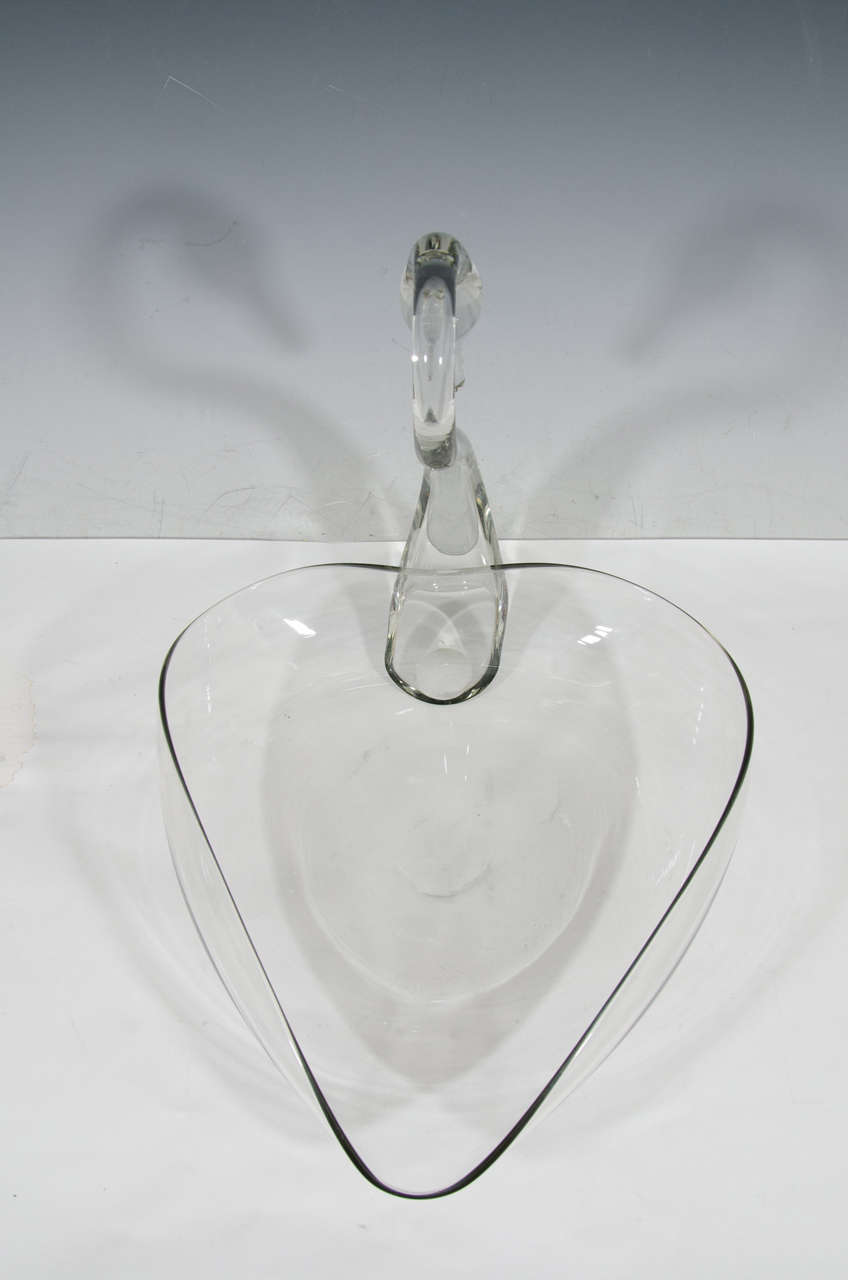 A Vintage Clear Glass Sculptural Swan Dish Centerpiece 1