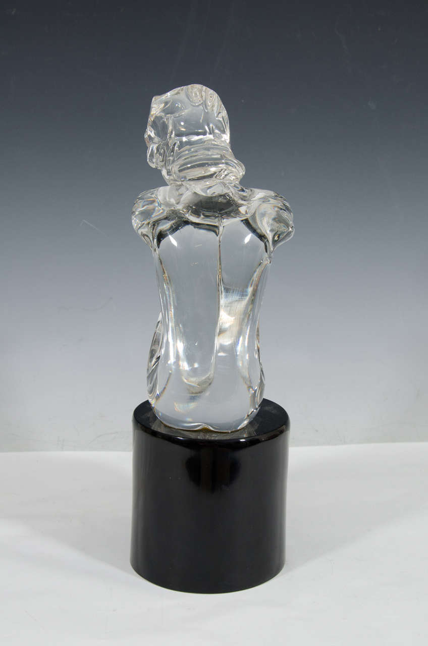 Italian A Seated Glass Sculpture of a Girl by Loredano Rosin