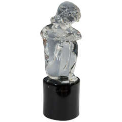 A Seated Glass Sculpture of a Girl by Loredano Rosin