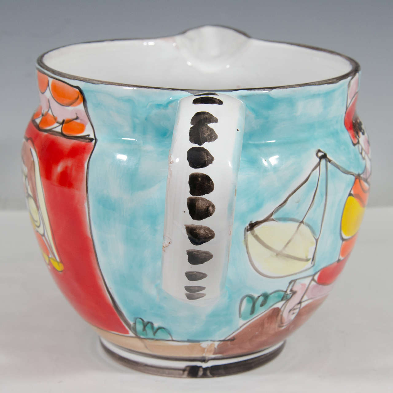 Midcentury Ceramic Italian Hand-Painted Pitcher by La Musa 2