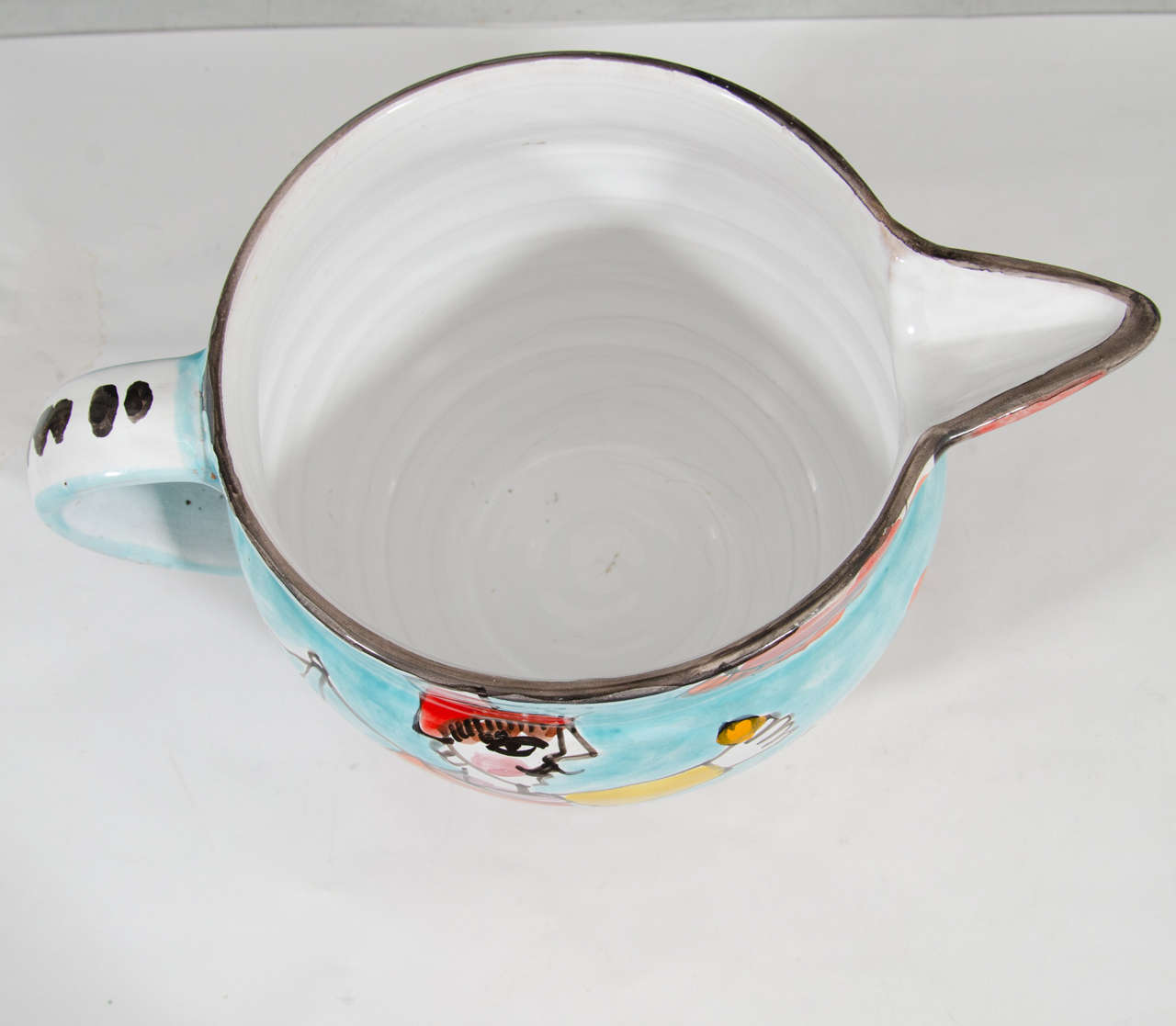 Midcentury Ceramic Italian Hand-Painted Pitcher by La Musa 4