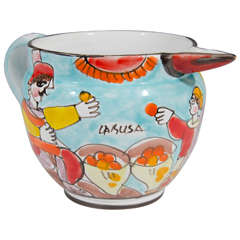 Midcentury Ceramic Italian Hand-Painted Pitcher by La Musa 3